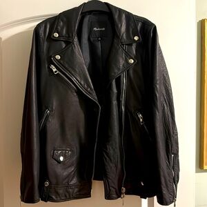 EUC Madewell Washed Leather Motorcycle Jacket - Black - Medium